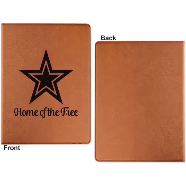 American Quotes Cognac Leatherette Portfolios with Notepad - Large - Single Sided - Apvl