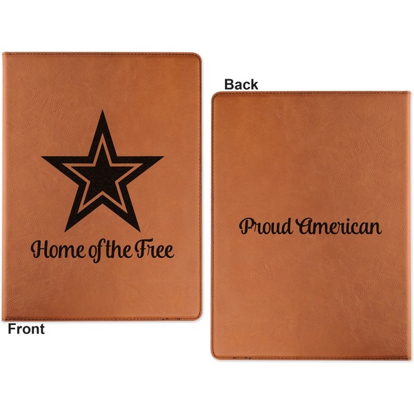 American Quotes Cognac Leatherette Portfolios with Notepad - Small - Double Sided- Apvl