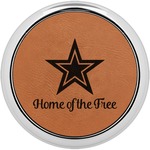 American Quotes Leatherette Round Coaster w/ Silver Edge - Single or Set (Personalized)
