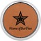 American Quotes Cognac Leatherette Round Coasters w/ Silver Edge - Single