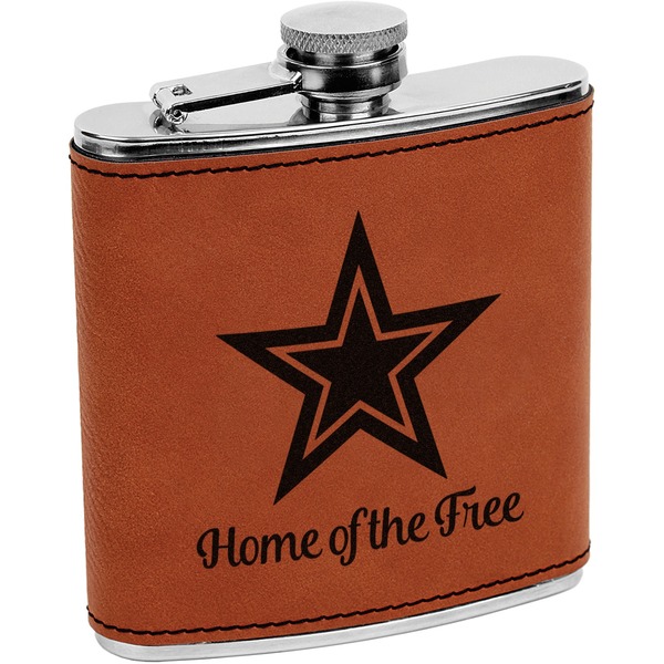 Custom American Quotes Leatherette Wrapped Stainless Steel Flask (Personalized)
