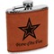 American Quotes Cognac Leatherette Wrapped Stainless Steel Flask