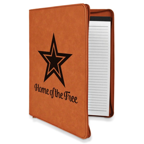 Custom American Quotes Leatherette Zipper Portfolio with Notepad - Single Sided (Personalized)
