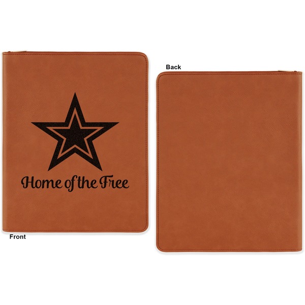 American Quotes Cognac Leatherette Zipper Portfolios with Notepad - Single Sided - Apvl