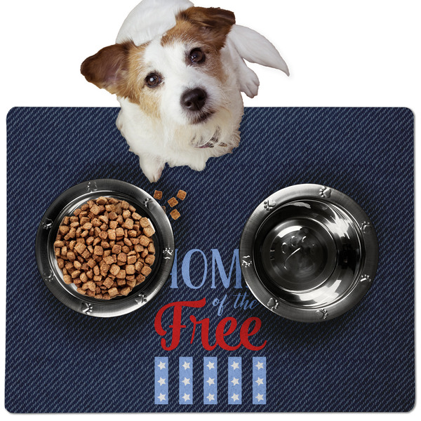Custom American Quotes Dog Food Mat - Medium
