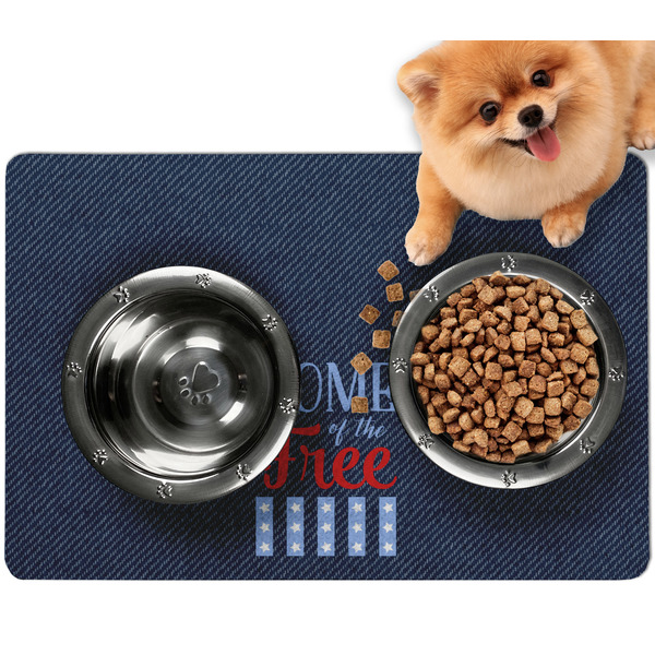 Custom American Quotes Dog Food Mat - Small
