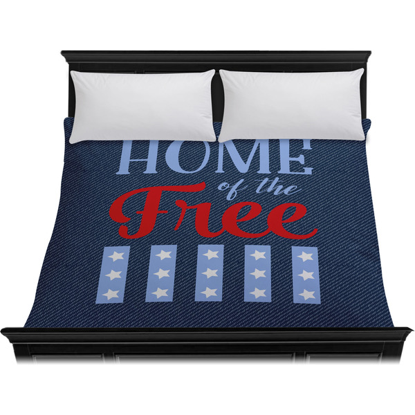 American Quotes Duvet Cover - King - On Bed - No Prop