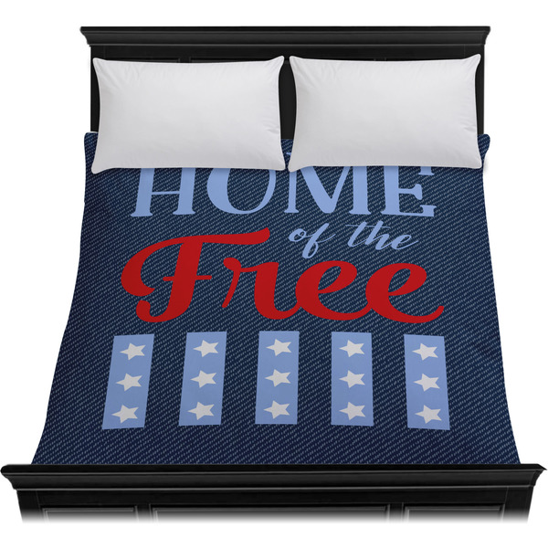 American Quotes Duvet Cover - Queen - On Bed - No Prop