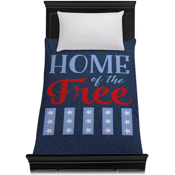 American Quotes Duvet Cover - Twin XL - On Bed - No Prop