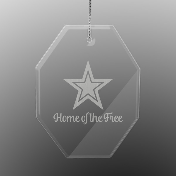 Custom American Quotes Engraved Glass Ornament - Octagon