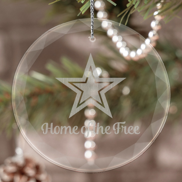 Custom American Quotes Engraved Glass Ornament