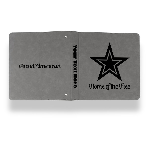 American Quotes Leather Binder - 1" - Grey - Back Spine Front View