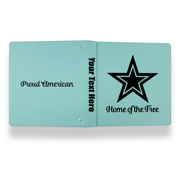 American Quotes Leather Binder - 1" - Teal - Back Spine Front View