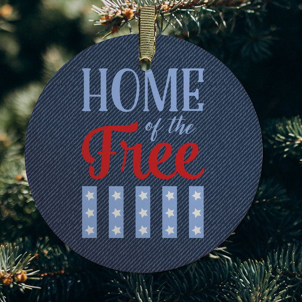 American Quotes Frosted Glass Ornament - Round (Lifestyle)