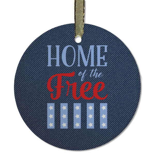 Custom American Quotes Flat Glass Ornament - Round