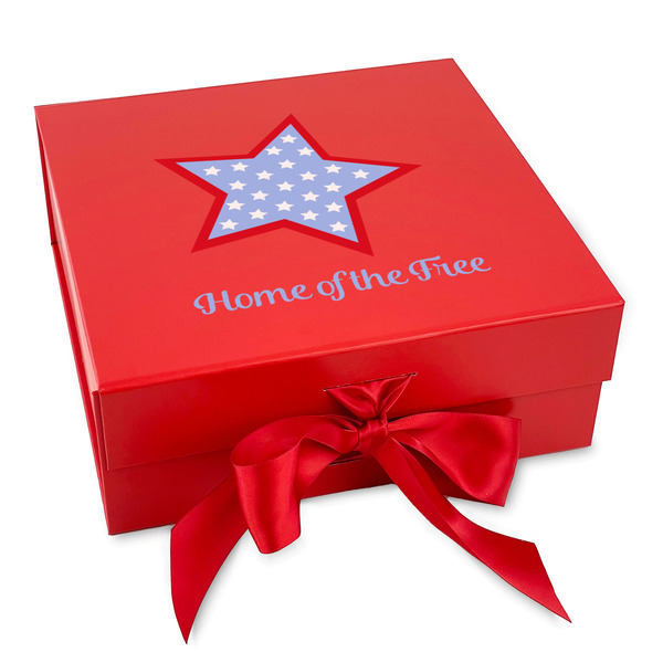 Custom American Quotes Gift Box with Magnetic Lid - Red