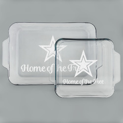 American Quotes Set of Glass Baking & Cake Dish - 13in x 9in & 8in x 8in