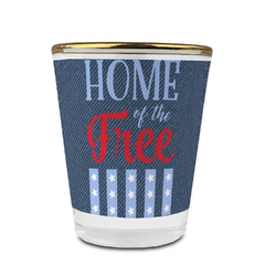 American Quotes Glass Shot Glass - 1.5 oz - with Gold Rim - Set of 4