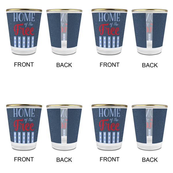 American Quotes Glass Shot Glass - with gold rim - Set of 4 - APPROVAL