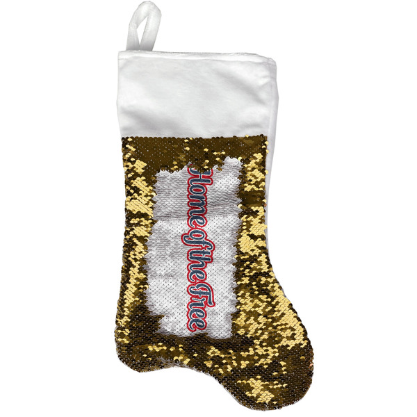 Custom American Quotes Reversible Sequin Stocking - Gold
