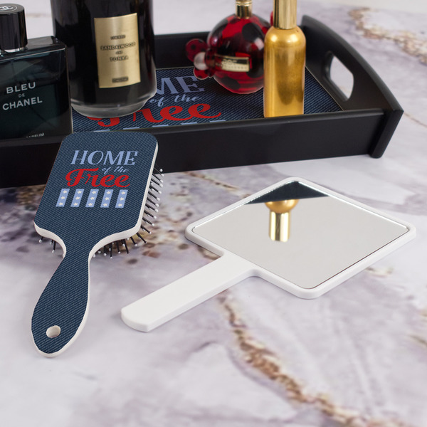 American Quotes Hair Brush - With Hand Mirror