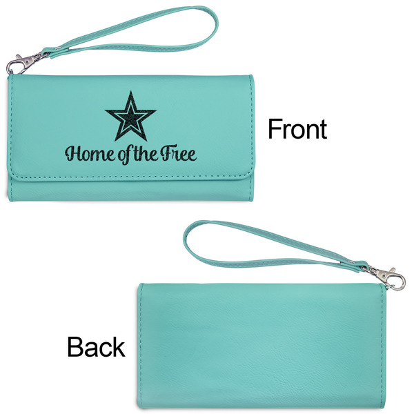 American Quotes Ladies Wallets - Faux Leather - Teal - Front & Back View