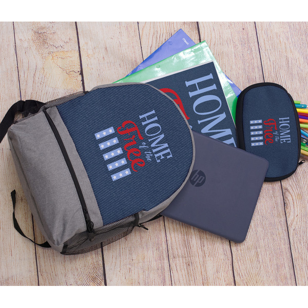 American Quotes Large Backpack - Gray - With Stuff