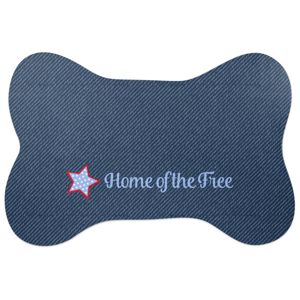 Custom American Quotes Bone Shaped Dog Food Mat (Large) (Personalized)