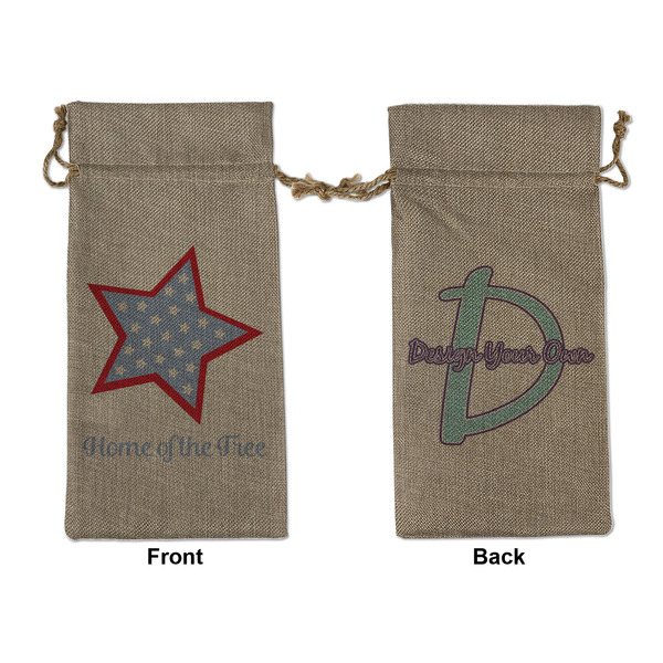 Custom American Quotes Large Burlap Gift Bag - Front & Back