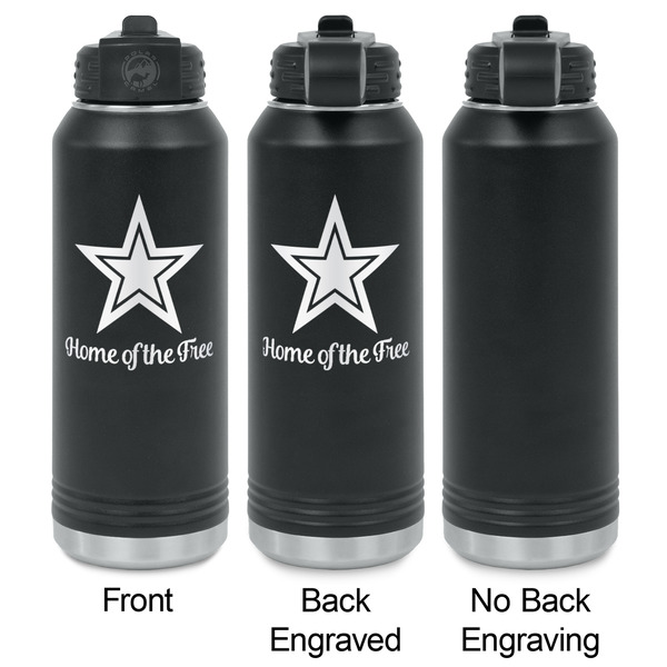 American Quotes Laser Engraved Water Bottles - 2 Styles - Front & Back View