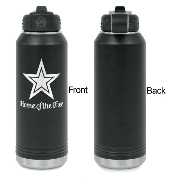 American Quotes Laser Engraved Water Bottles - Front Engraving - Front & Back View