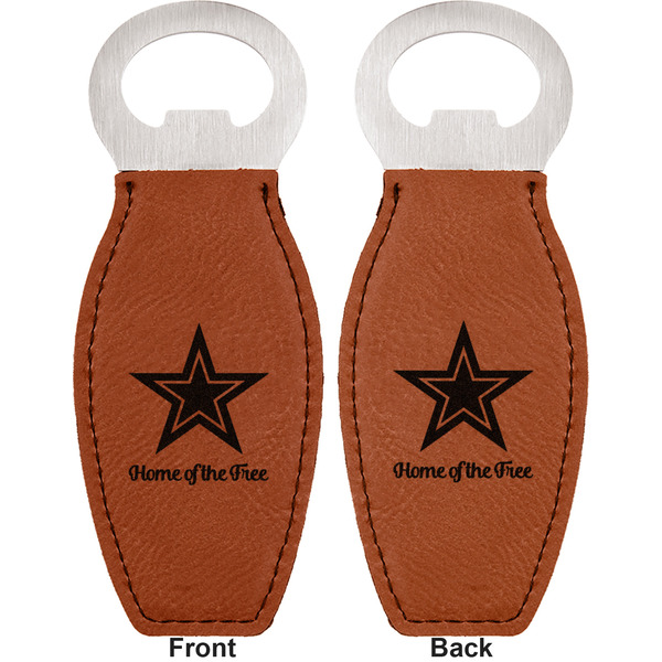 American Quotes Leather Bar Bottle Opener - Front and Back