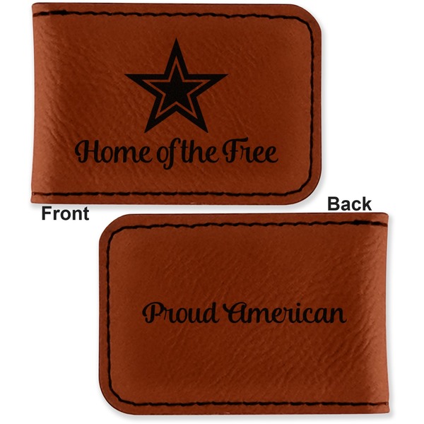 American Quotes Leatherette Magnetic Money Clip - Front and Back