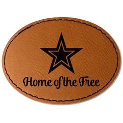 American Quotes Faux Leather Iron On Patch - Oval