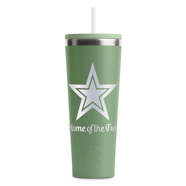 Custom American Quotes RTIC Everyday Tumbler with Straw - 28oz - Light Green - Single-Sided