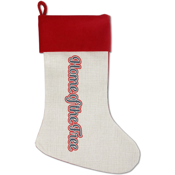 Custom American Quotes Red Linen Stocking