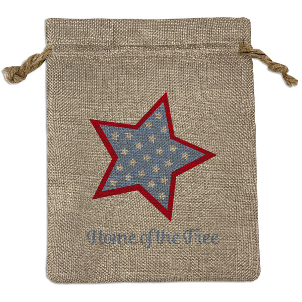 Custom American Quotes Medium Burlap Gift Bag - Front
