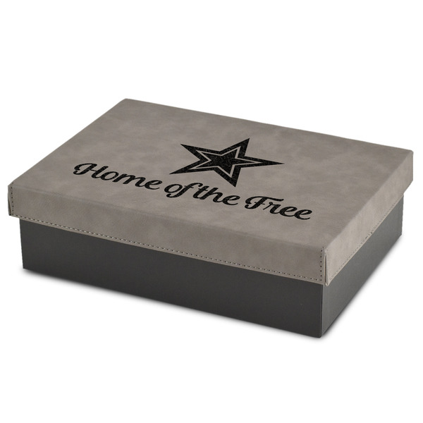 Custom American Quotes Gift Boxes w/ Engraved Leather Lid