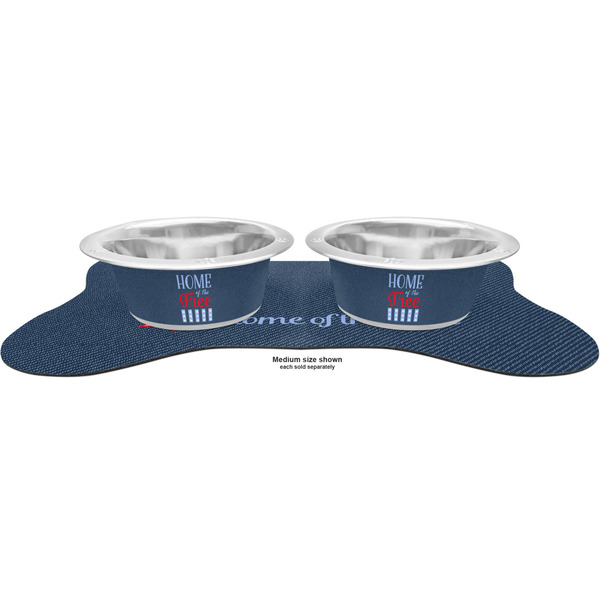 American Quotes Metal Pet Bowls - On Dog Bone Shaped Mat
