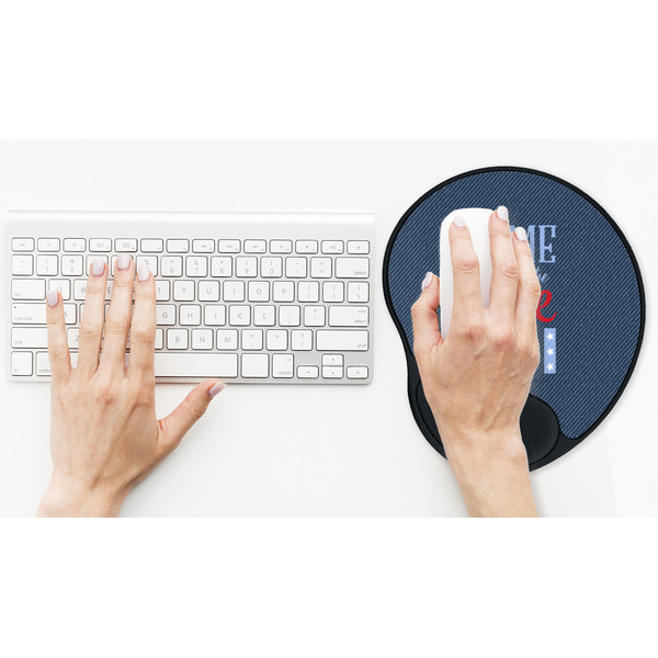 American Quotes Mouse Pad with Wrist Rest - LIFESYTLE 2 (in use)