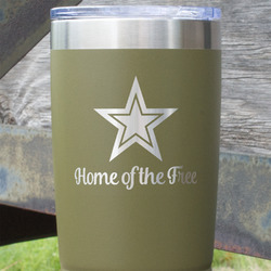 American Quotes 20 oz Stainless Steel Tumbler - Olive - Single Sided