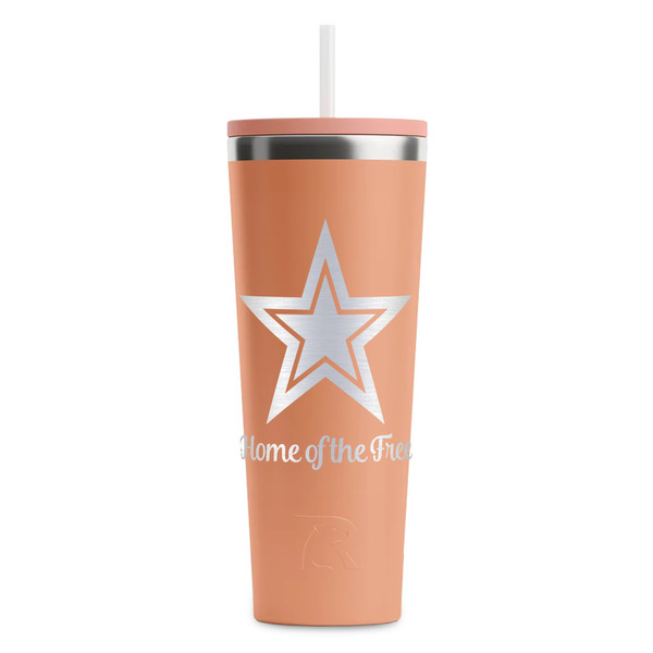 Custom American Quotes RTIC Everyday Tumbler with Straw - 28oz - Peach - Single-Sided