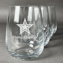 American Quotes Stemless Wine Glasses (Set of 4) (Personalized)