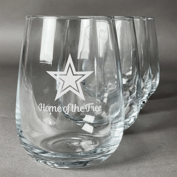 Custom American Quotes Stemless Wine Glasses (Set of 4) (Personalized)