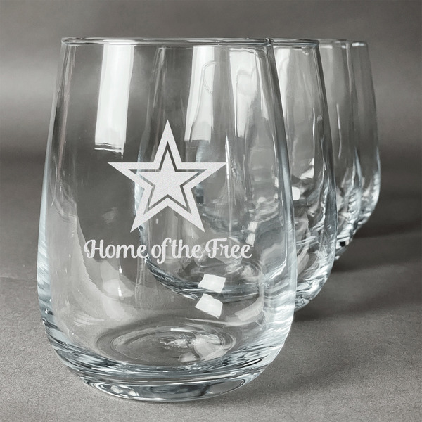 Custom American Quotes Stemless Wine Glasses (Set of 4) (Personalized)