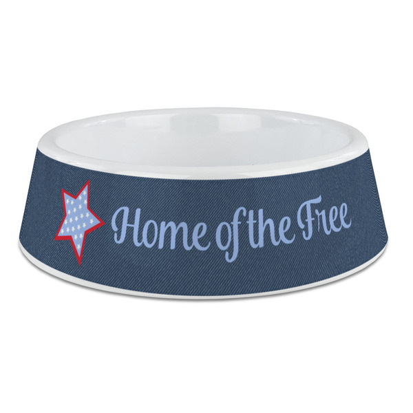 Custom American Quotes Plastic Dog Bowl - Large