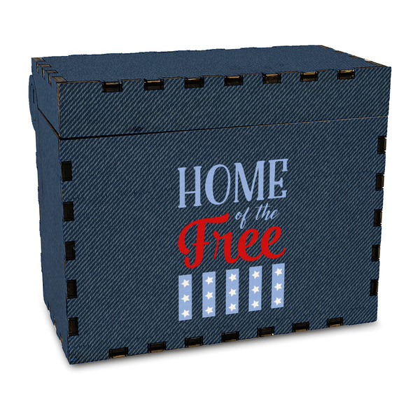 Custom American Quotes Wood Recipe Box - Full Color Print