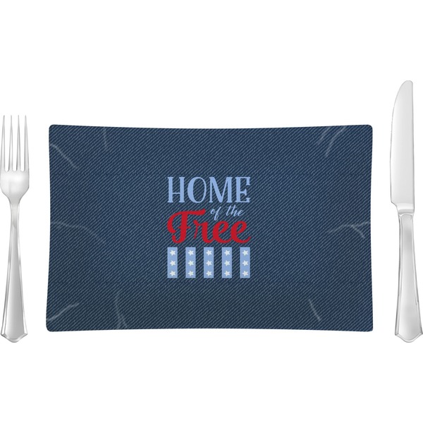 Custom American Quotes Glass Rectangular Lunch / Dinner Plate