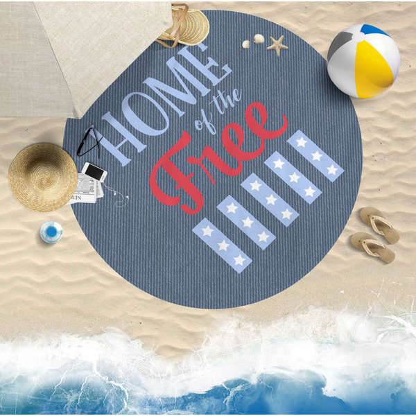 American Quotes Round Beach Towel Lifestyle