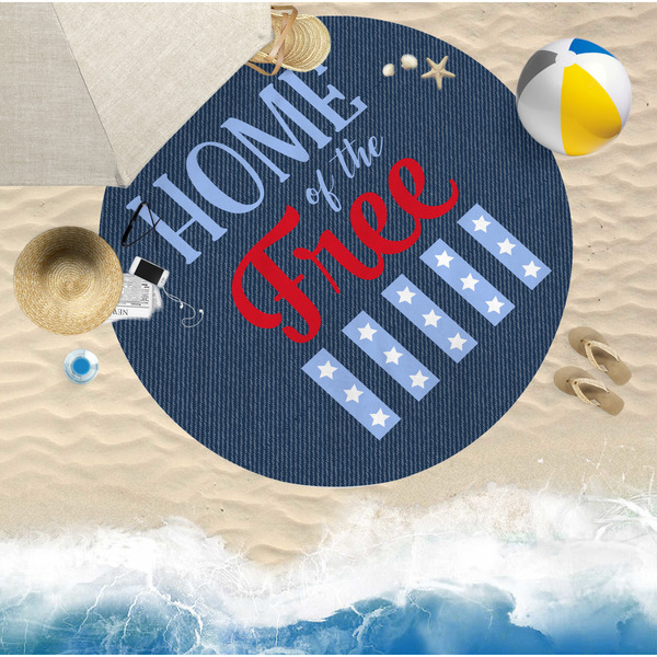 American Quotes Round Beach Towel Lifestyle